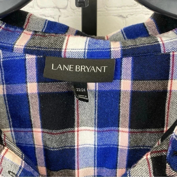 Lane Bryant Blue Plaid Pullover Flannel Size 22/24 - Picture 3 of 6